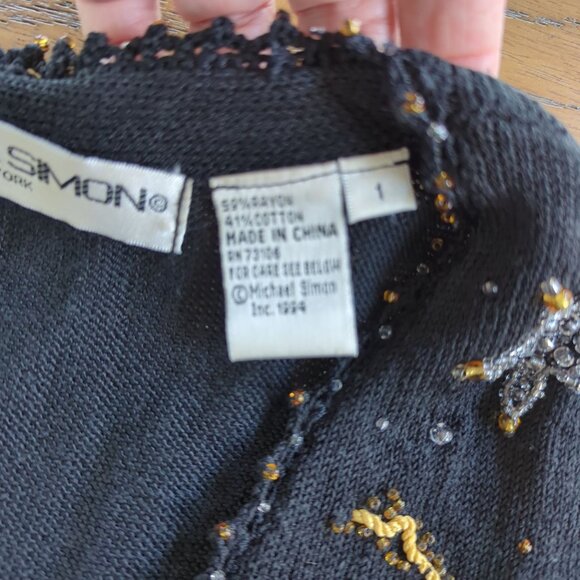 Michael Simon Beaded Y2K Vest Women’s Sweater Sz S Celestial Stars Moon Sequin - Picture 8 of 16